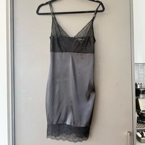 Black Silky Lace Lingerie Slip Dress Size S